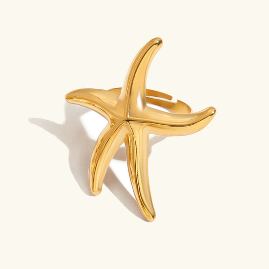 [Amore]Oceanic Gold Starfish Ring