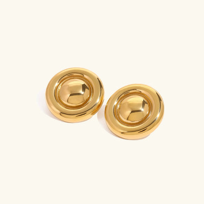 [Amore]Summers Gold Button Earrings