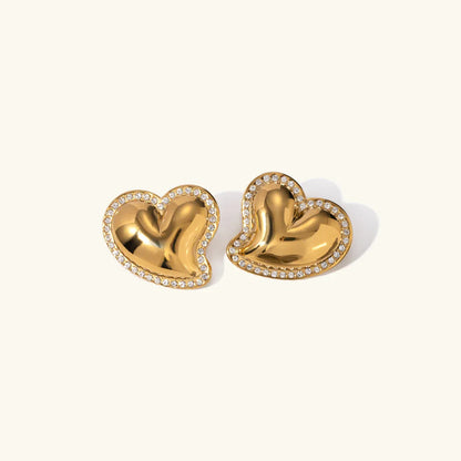 [Amore]Holly Heart Gold Earrings