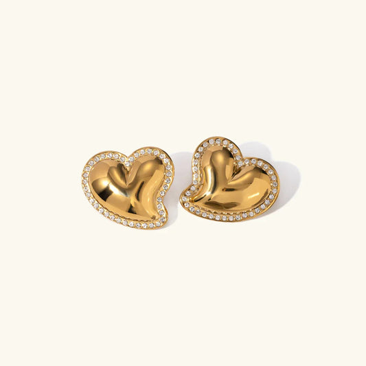 [Amore]Holly Heart Gold Earrings