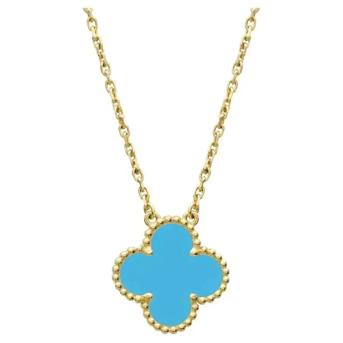 [Amore]CLOVER 15MM VINTAGE TURQUOISE NECKLACE