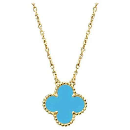 [Amore]CLOVER 15MM VINTAGE TURQUOISE NECKLACE