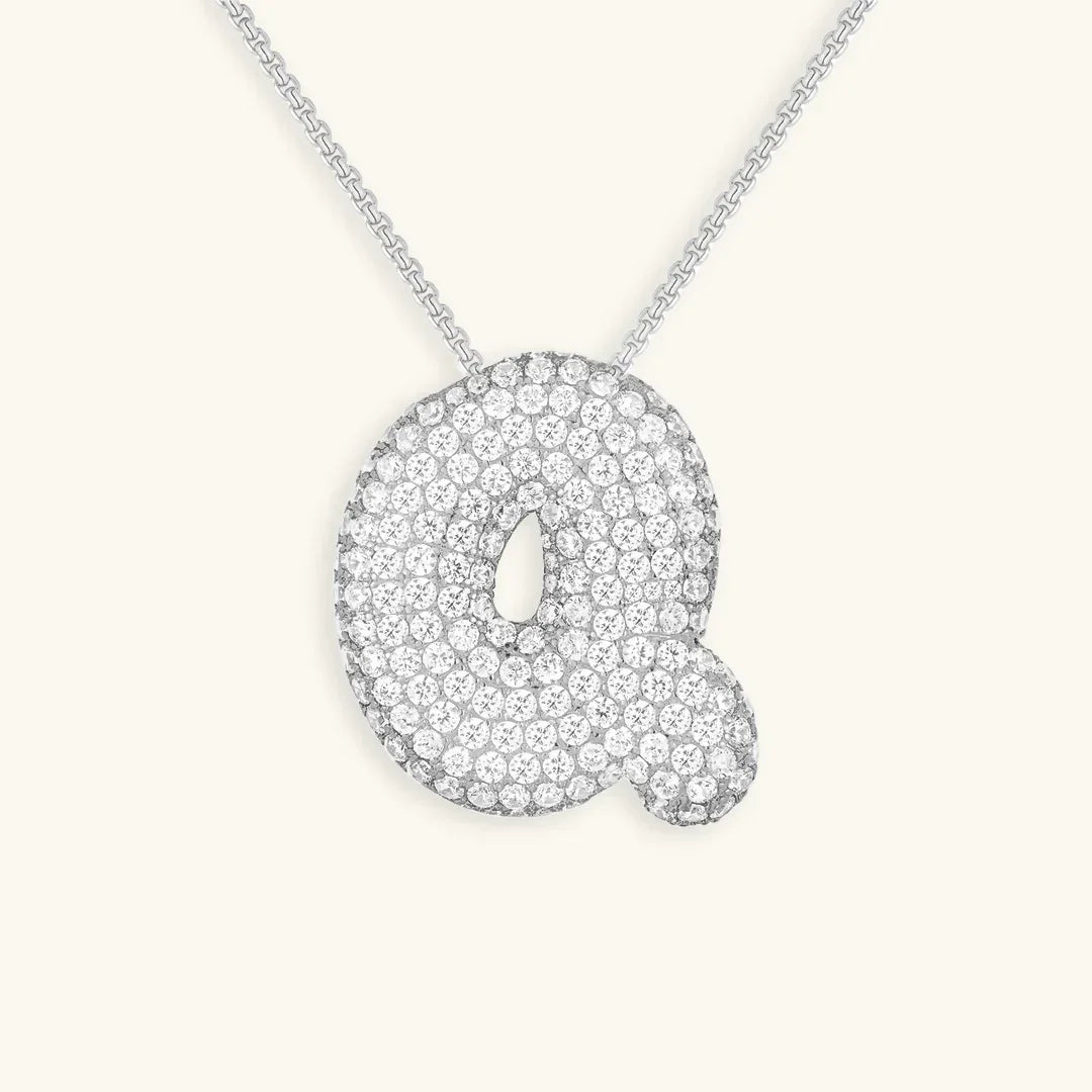 [Amore]Bubble Initial Diamond Necklace
