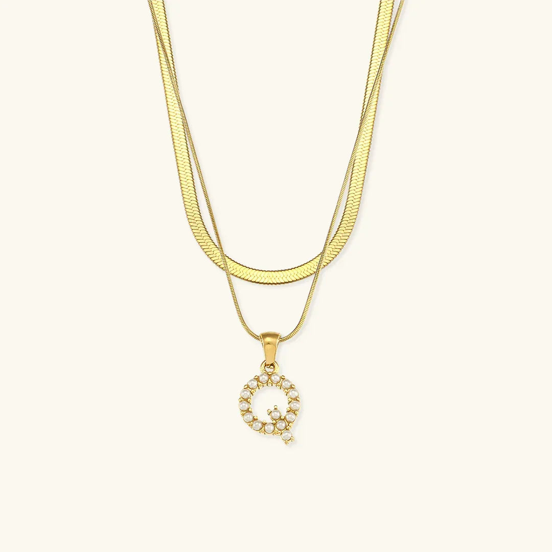 [Amore]Fiona Layered Gold Initial Letter Necklace