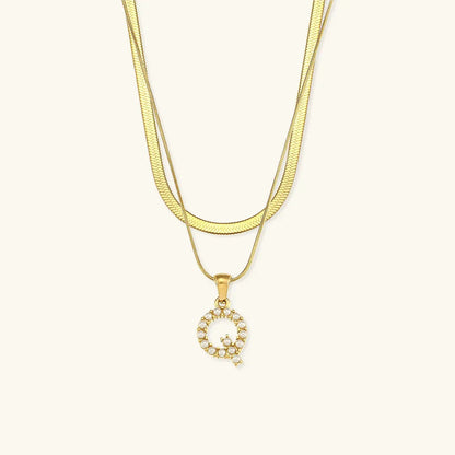 [Amore]Fiona Layered Gold Initial Letter Necklace