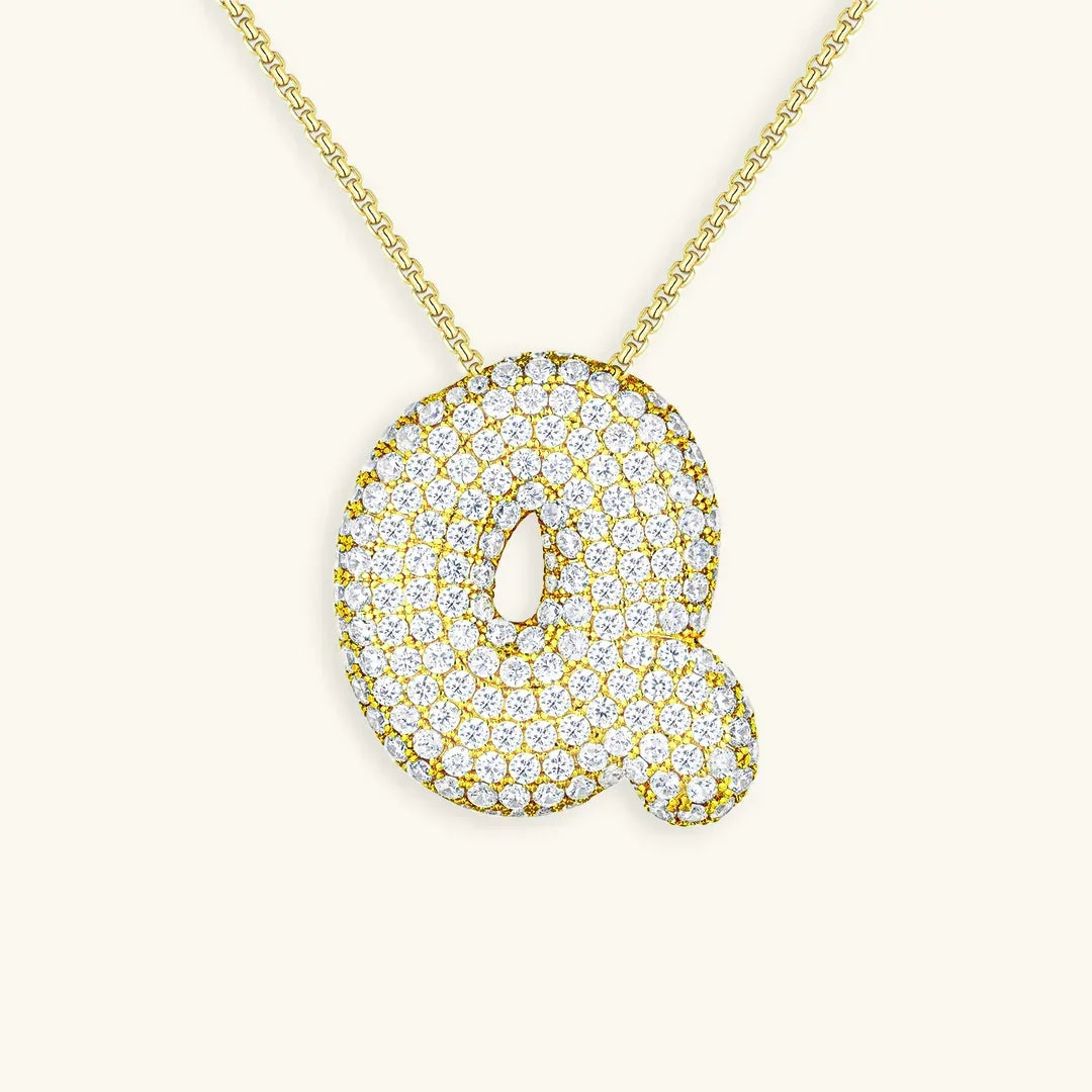 [Amore]Bubble Initial Diamond Necklace