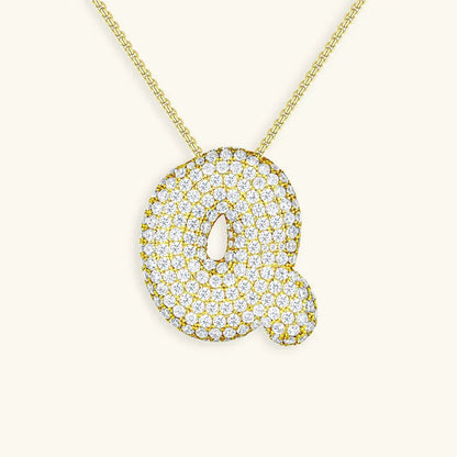 [Amore]Bubble Initial Diamond Necklace