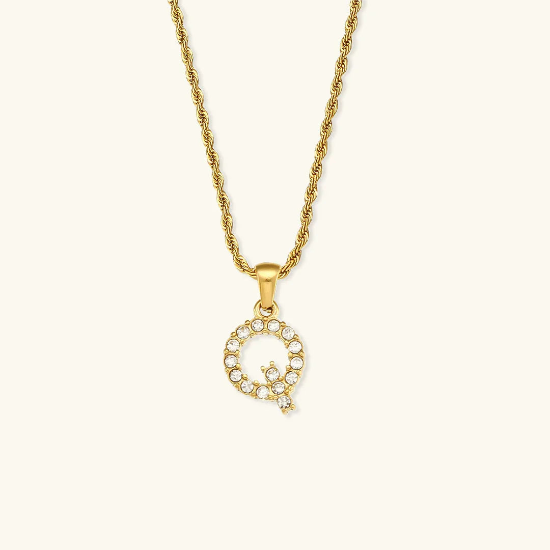 [Amore]Maeve Letter Initial Diamond Necklace