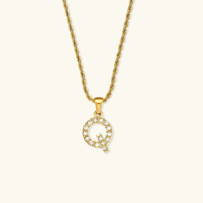 [Amore]Maeve Letter Initial Diamond Necklace