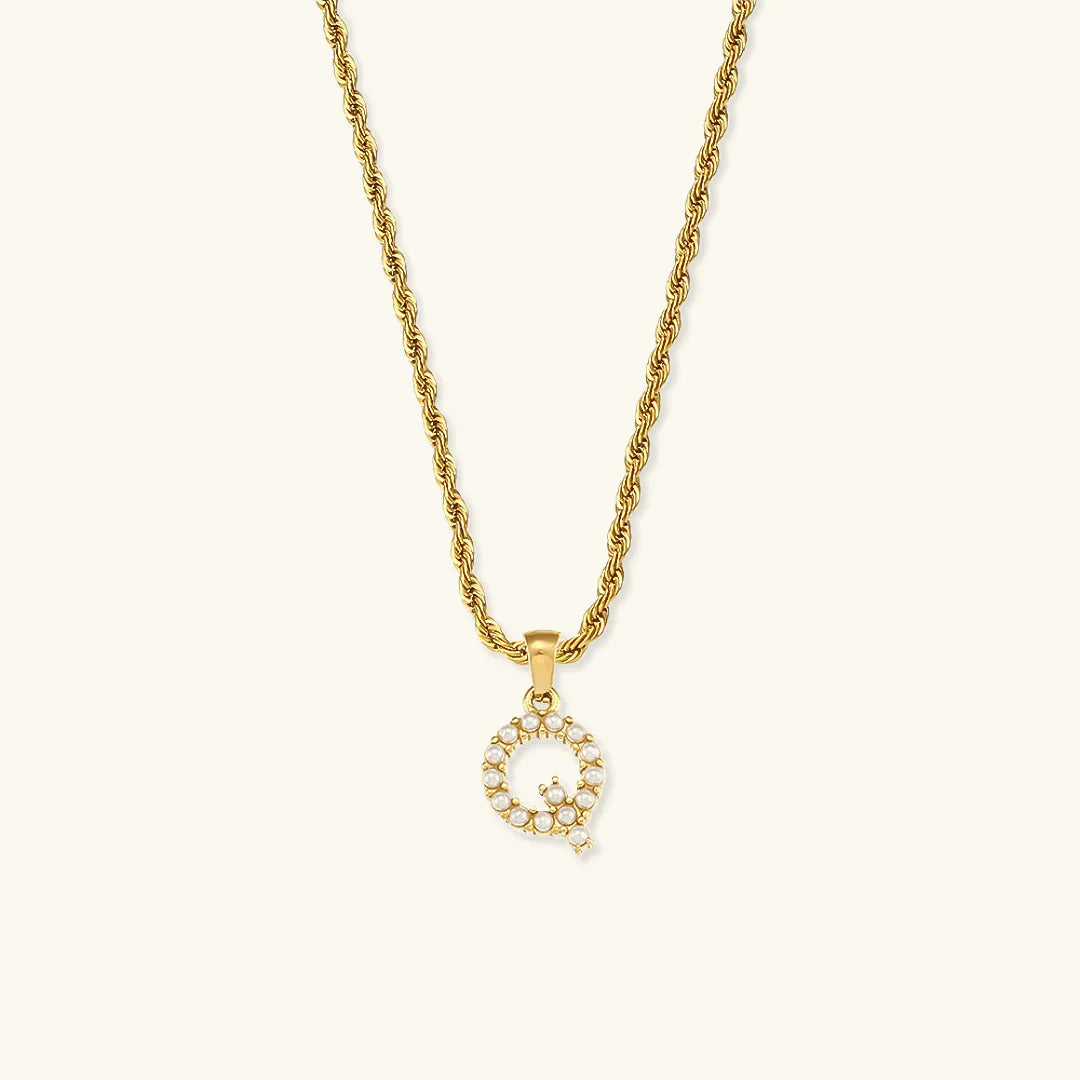 [Amore]Elodie Initial Letter Pearl Necklace