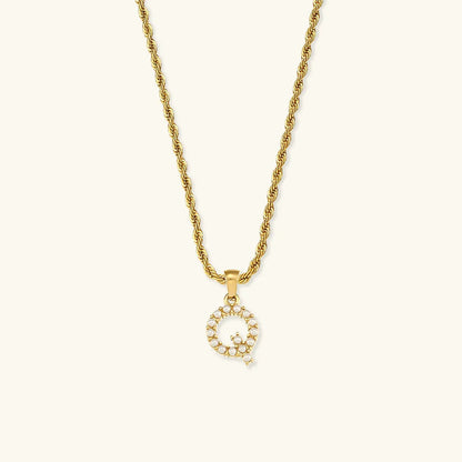 [Amore]Elodie Initial Letter Pearl Necklace