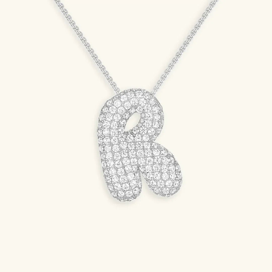 [Amore]Bubble Initial Diamond Necklace