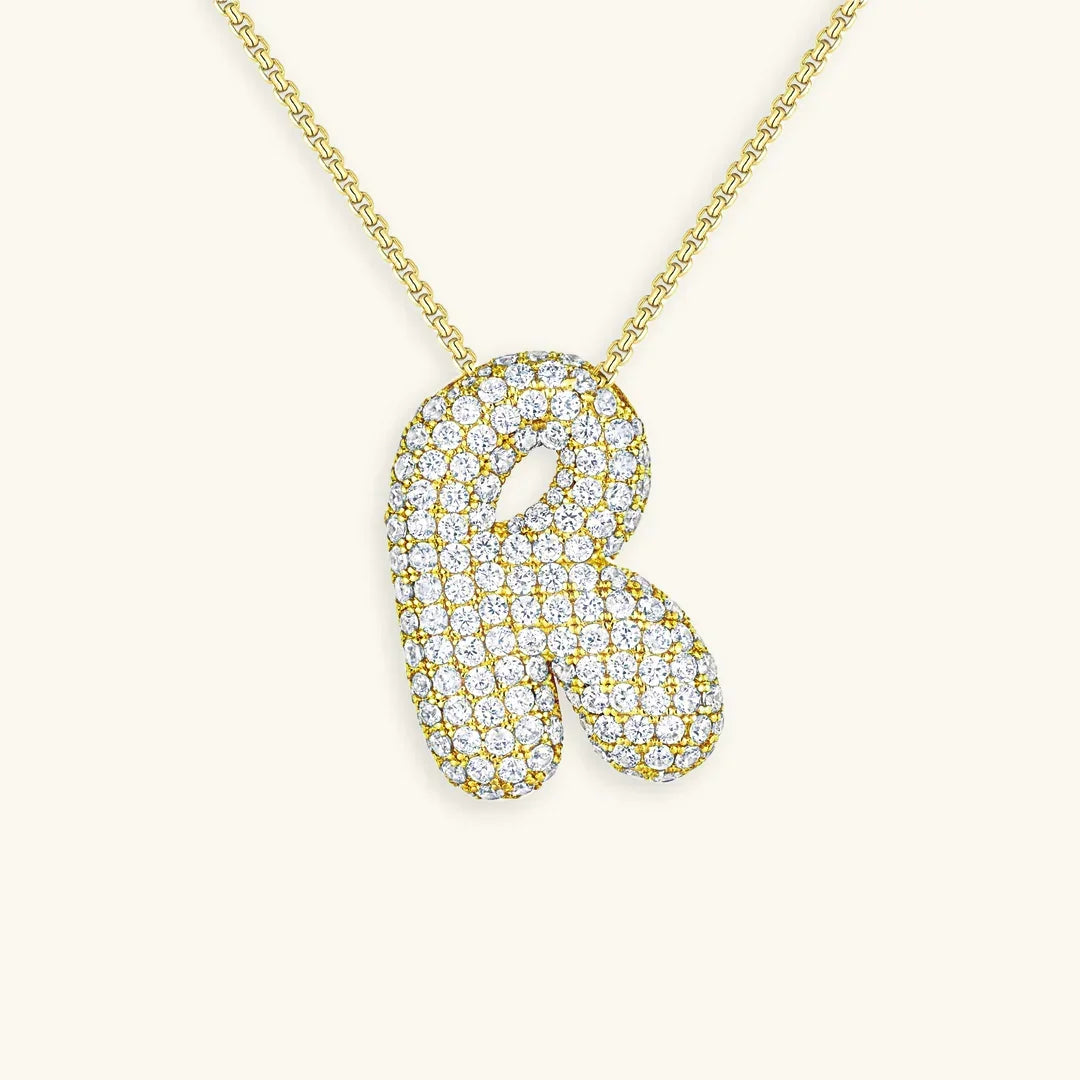 [Amore]Bubble Initial Diamond Necklace