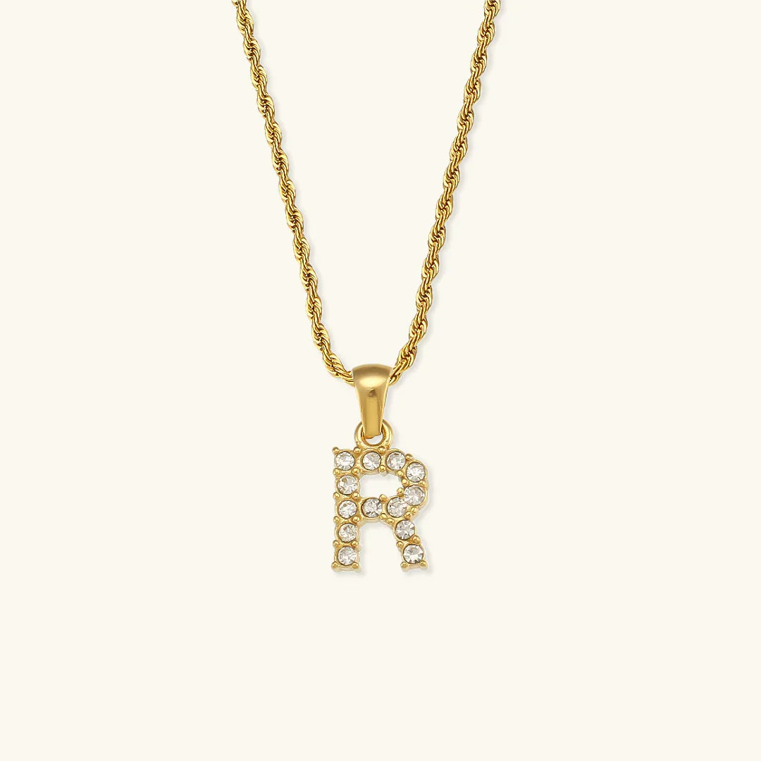 [Amore]Maeve Letter Initial Diamond Necklace