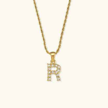 [Amore]Maeve Letter Initial Diamond Necklace