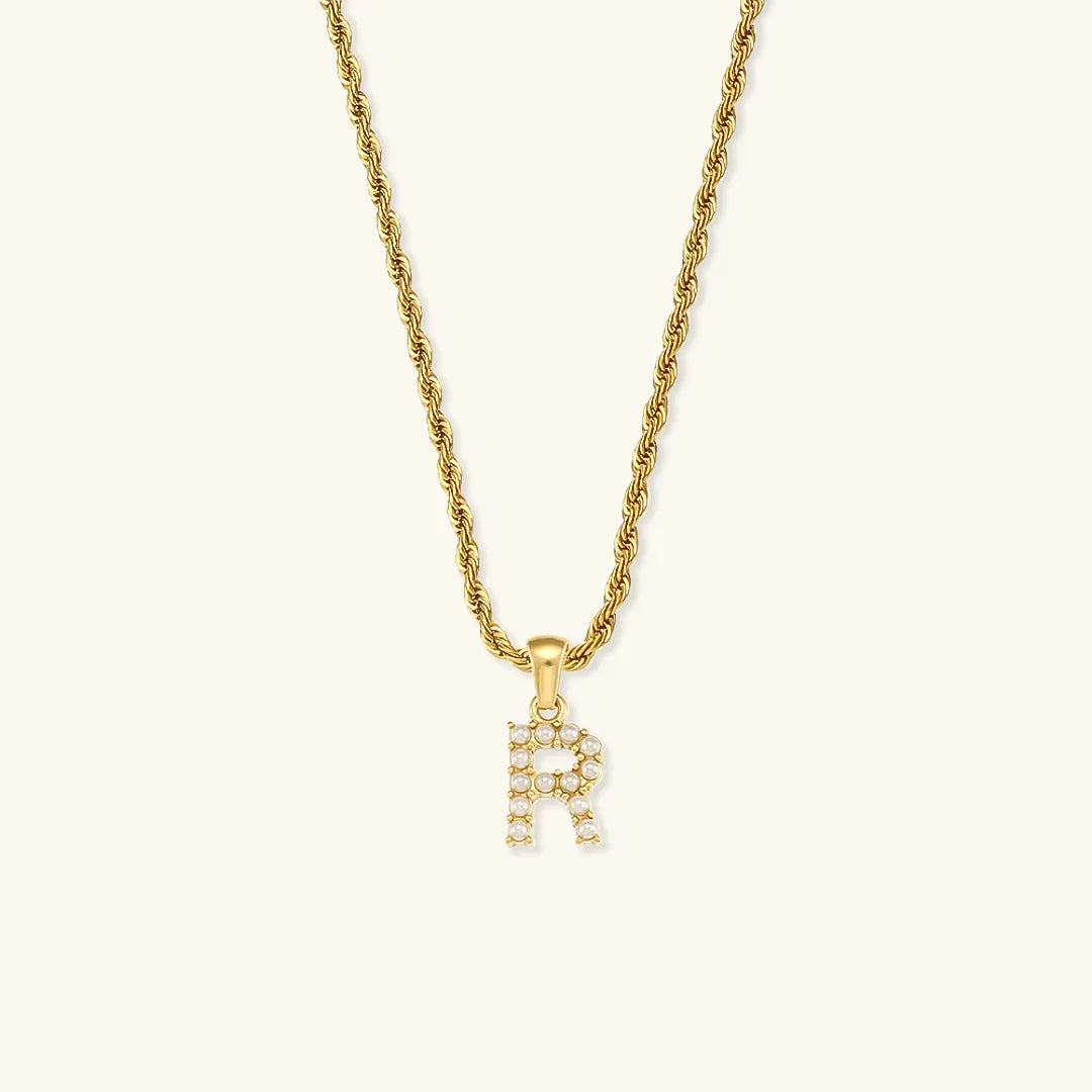 [Amore]Elodie Initial Letter Pearl Necklace
