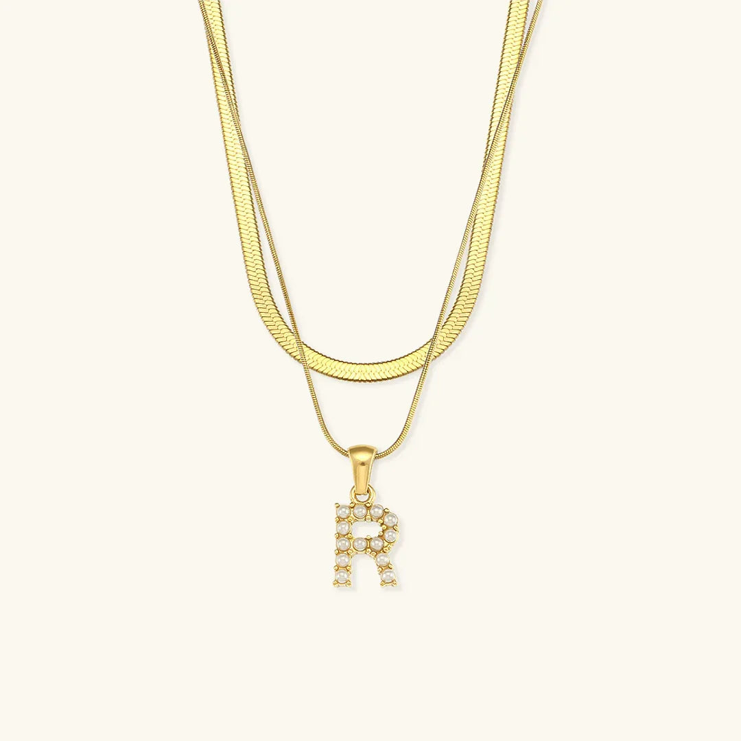 [Amore]Fiona Layered Gold Initial Letter Necklace