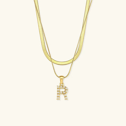 [Amore]Fiona Layered Gold Initial Letter Necklace