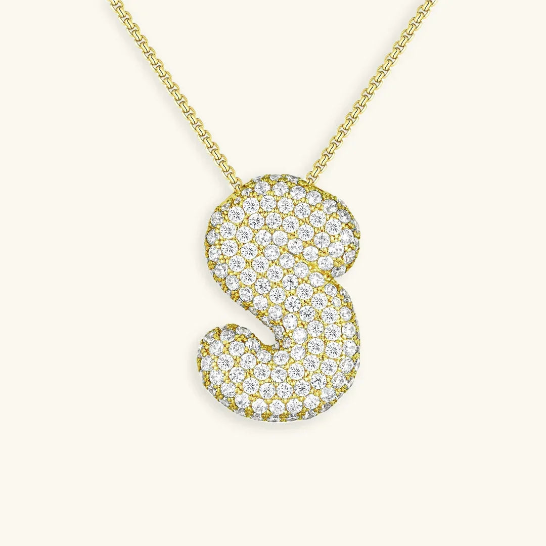 [Amore]Bubble Initial Diamond Necklace