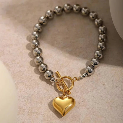 [Amore]Alicia Chunky Bead Heart Bracelet