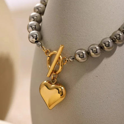 [Amore]Alicia Chunky Bead Heart Bracelet