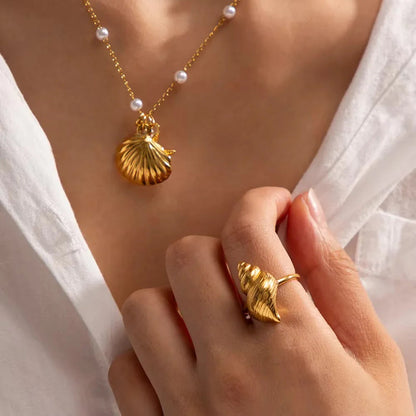 [Amore]Ohana Sea Conch Gold Ring