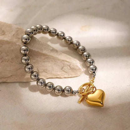 [Amore]Alicia Chunky Bead Heart Bracelet