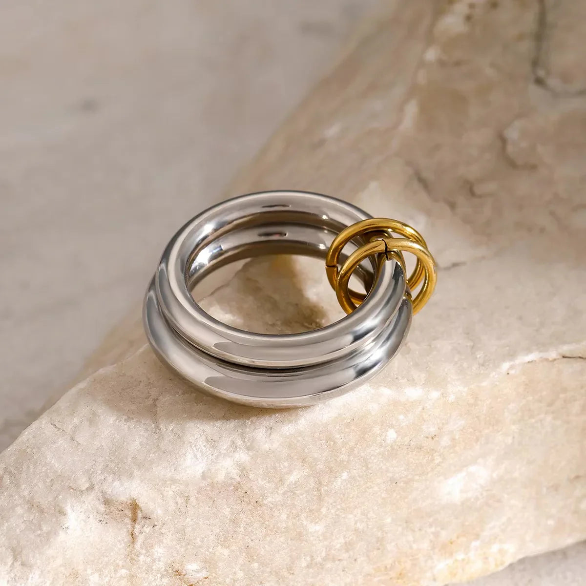 [Amore]Dune Stacked Gold Ring