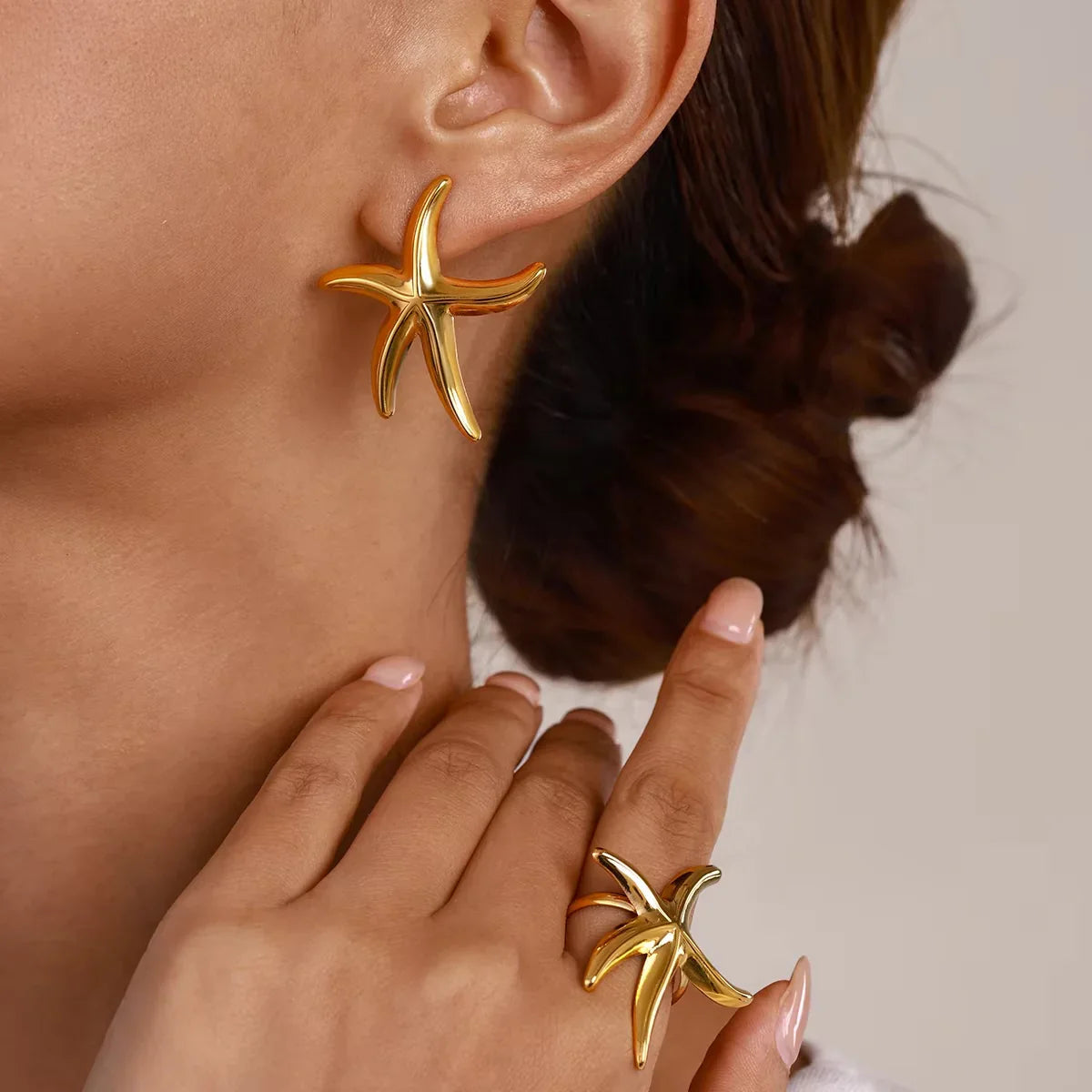 [Amore]Oceanic Gold Starfish Ring