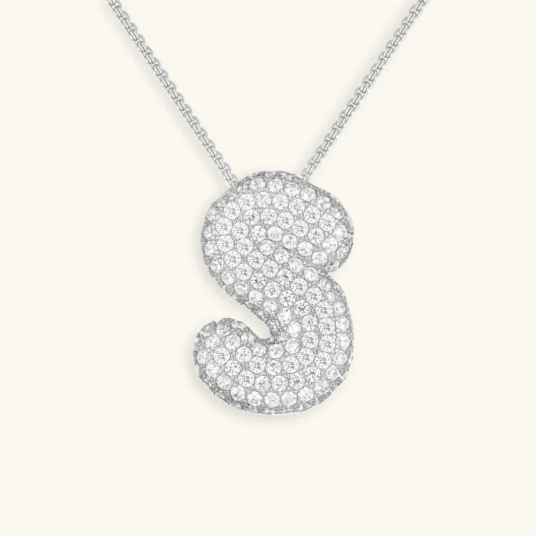 [Amore]Bubble Initial Diamond Necklace