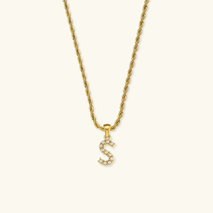 [Amore]Elodie Initial Letter Pearl Necklace