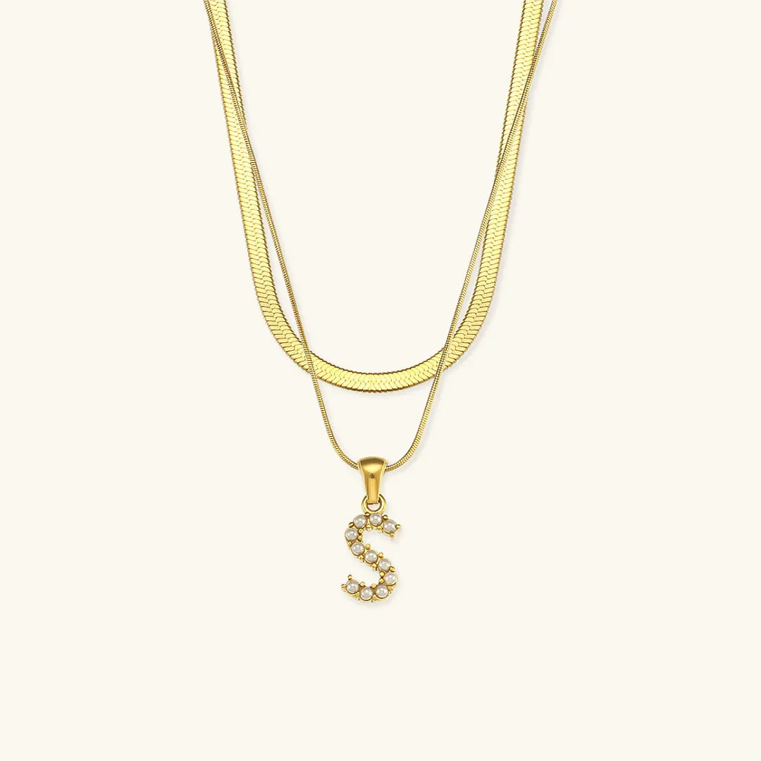 [Amore]Fiona Layered Gold Initial Letter Necklace