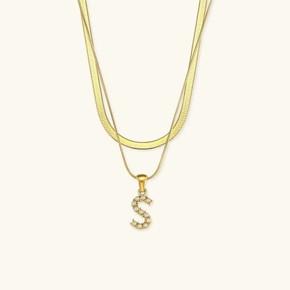 [Amore]Fiona Layered Gold Initial Letter Necklace