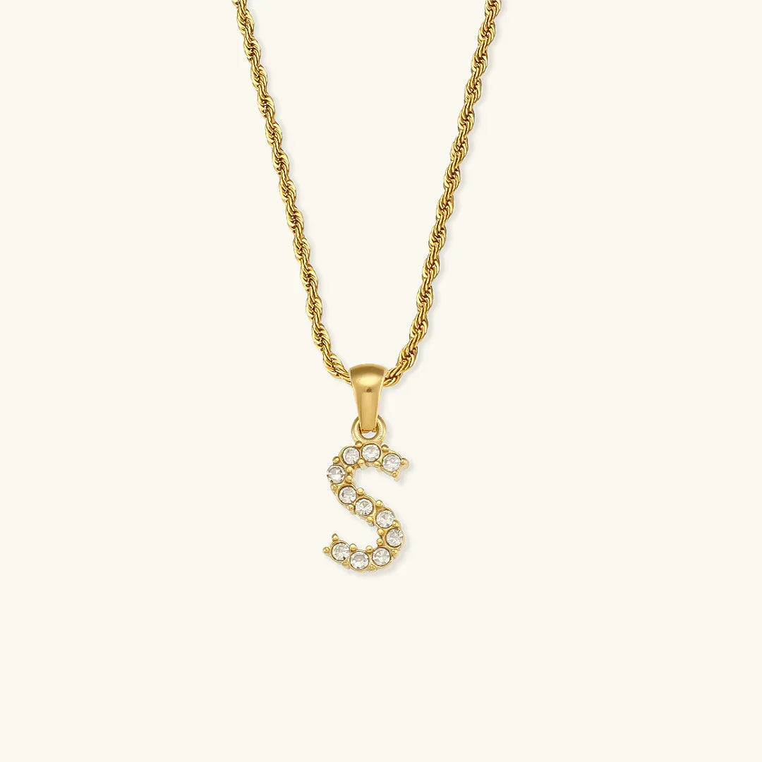 [Amore]Maeve Letter Initial Diamond Necklace