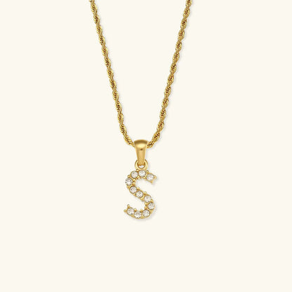 [Amore]Maeve Letter Initial Diamond Necklace