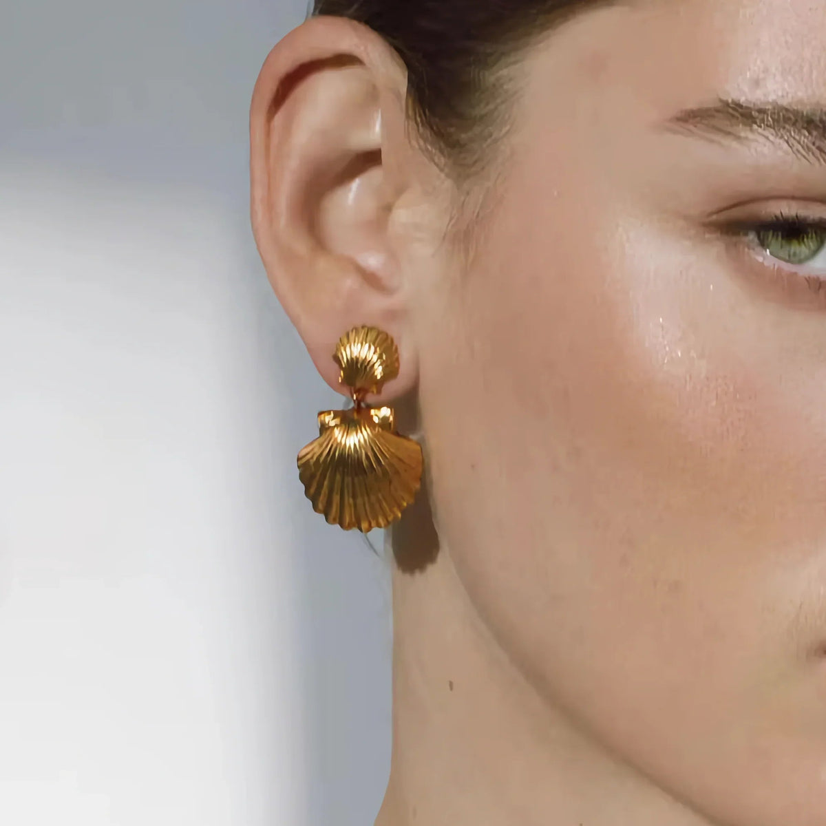 [Amore]Sandy Gold Seashell Earrings
