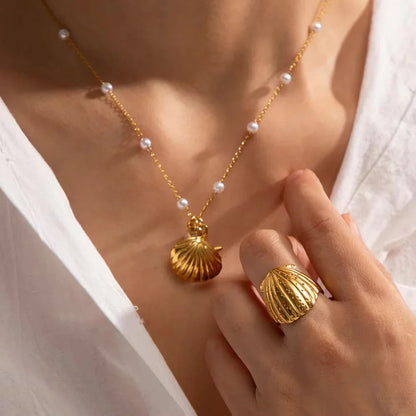 [Amore]Aloha Gold Seashell Ring