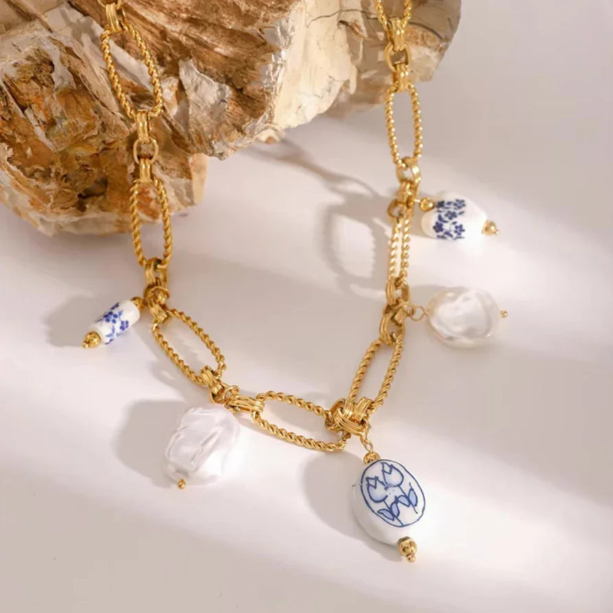 [Amore]Cerulean Freshwater Pearl Necklace