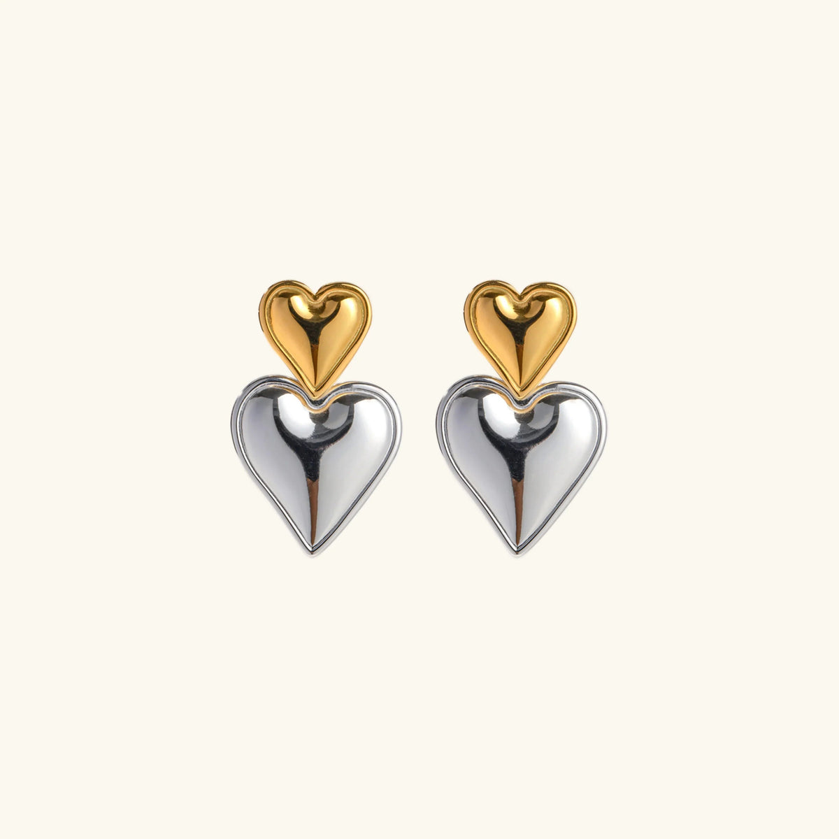 [Amore]Zofia Two Tone Heart Earrings