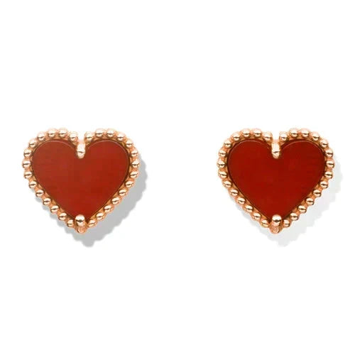 [Amore]HEART CARNELIAN STUD EARRINGS