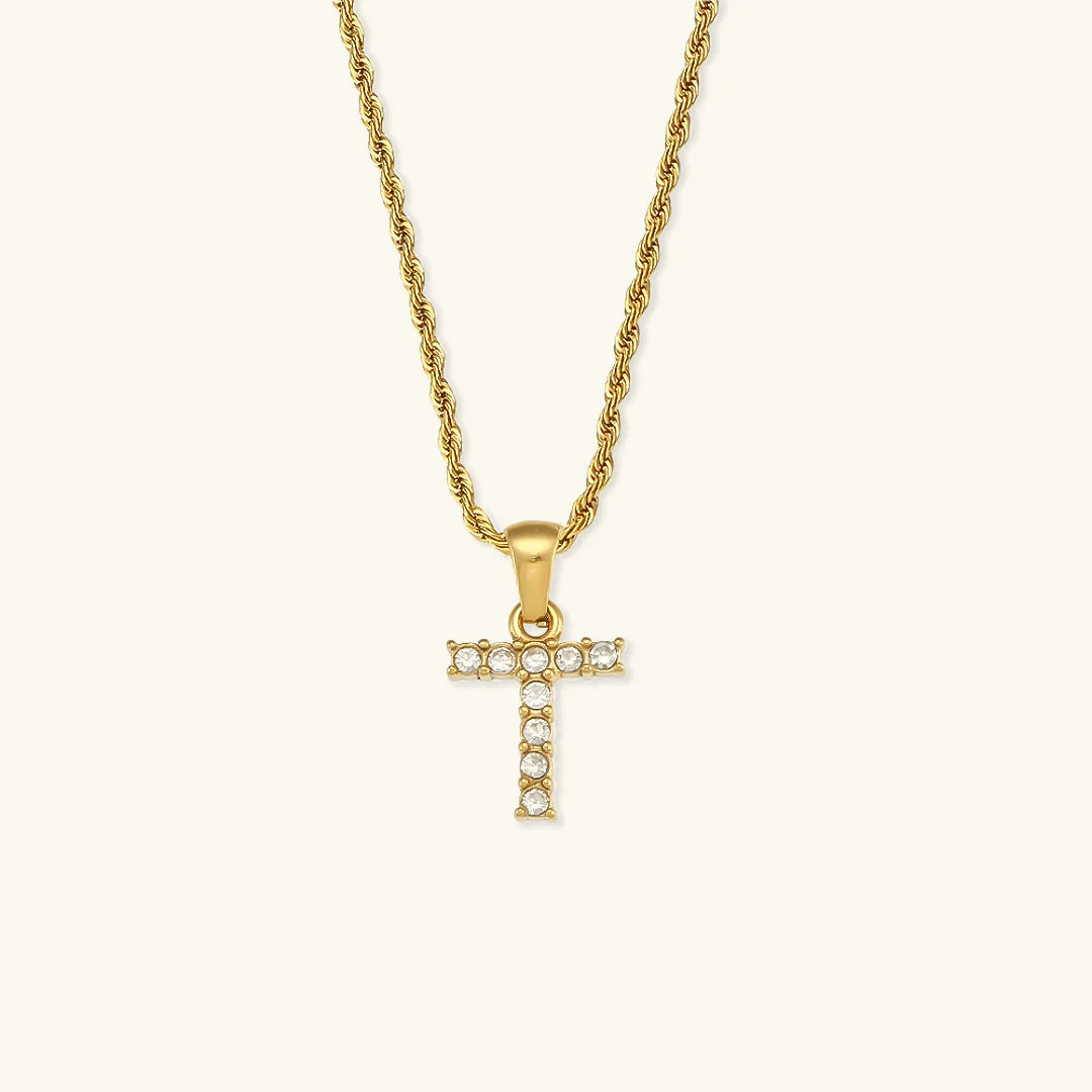 [Amore]Maeve Letter Initial Diamond Necklace