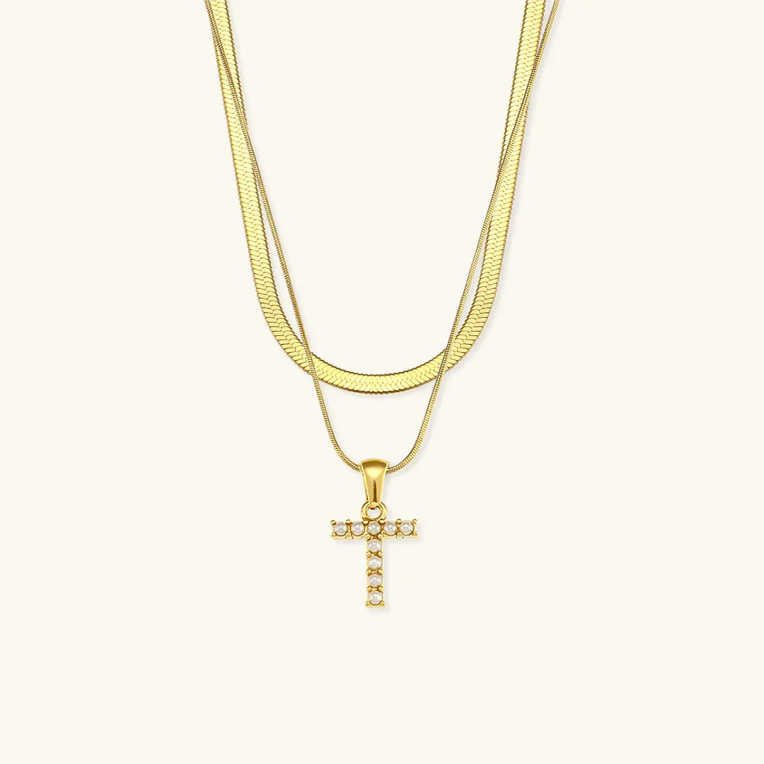 [Amore]Fiona Layered Gold Initial Letter Necklace
