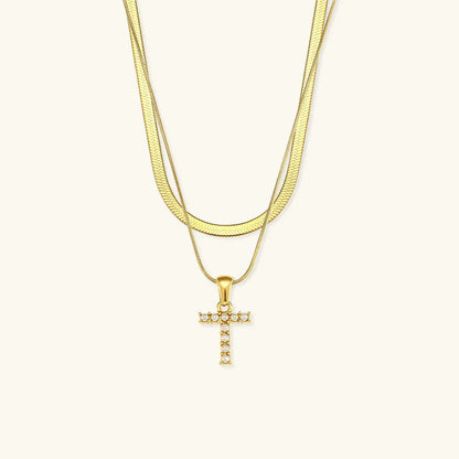[Amore]Fiona Layered Gold Initial Letter Necklace