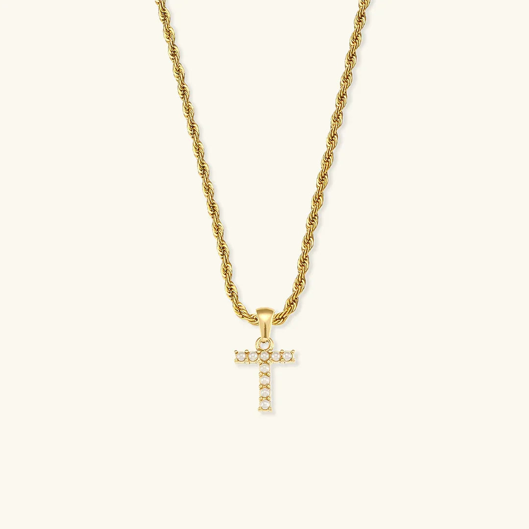 [Amore]Elodie Initial Letter Pearl Necklace