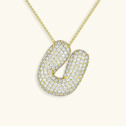 [Amore]Bubble Initial Diamond Necklace