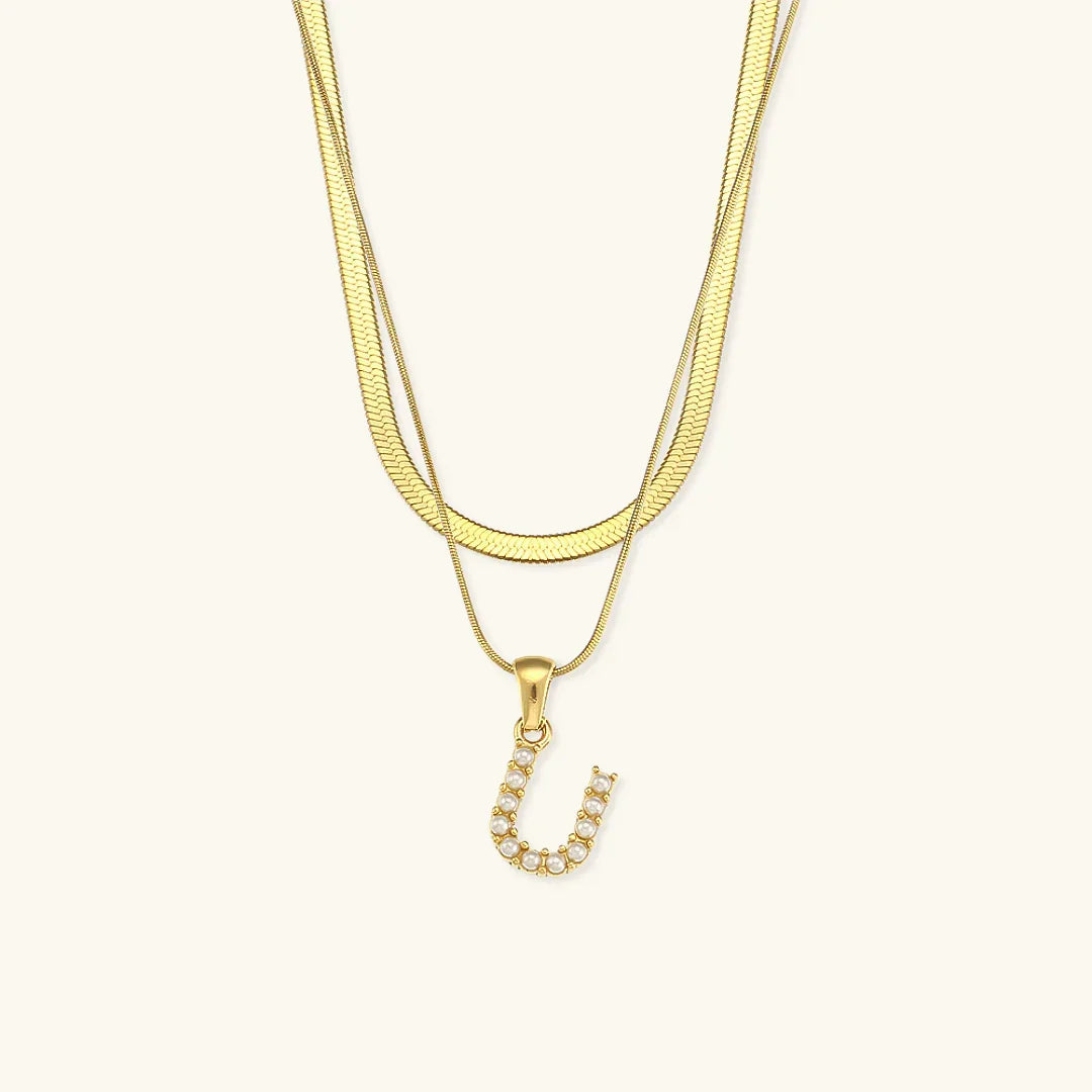 [Amore]Fiona Layered Gold Initial Letter Necklace