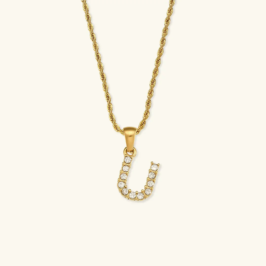 [Amore]Maeve Letter Initial Diamond Necklace