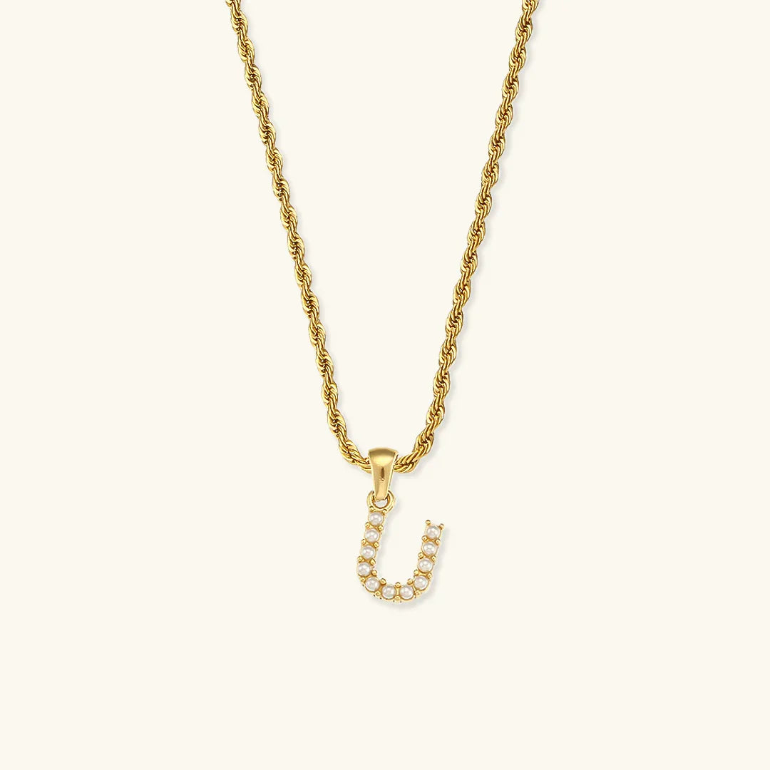 [Amore]Elodie Initial Letter Pearl Necklace