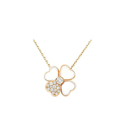 [Amore]CLOVER MOP DIAMOND ROSE GOLD NECKLACE