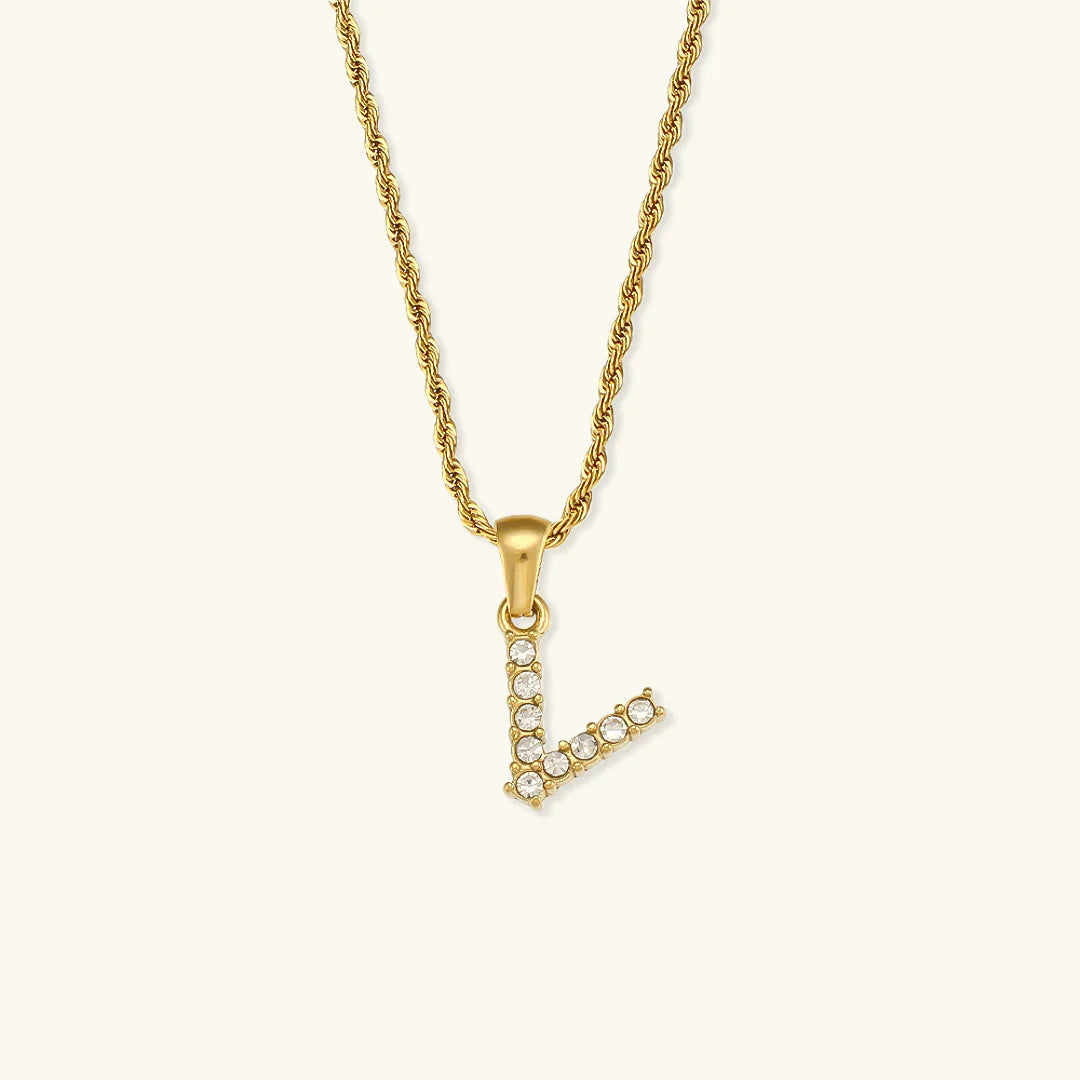 [Amore]Maeve Letter Initial Diamond Necklace